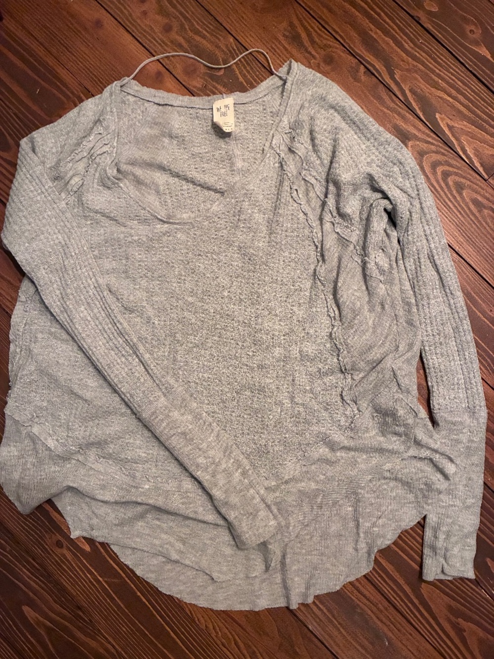 Free people long sleeve light waffle knit shirt
